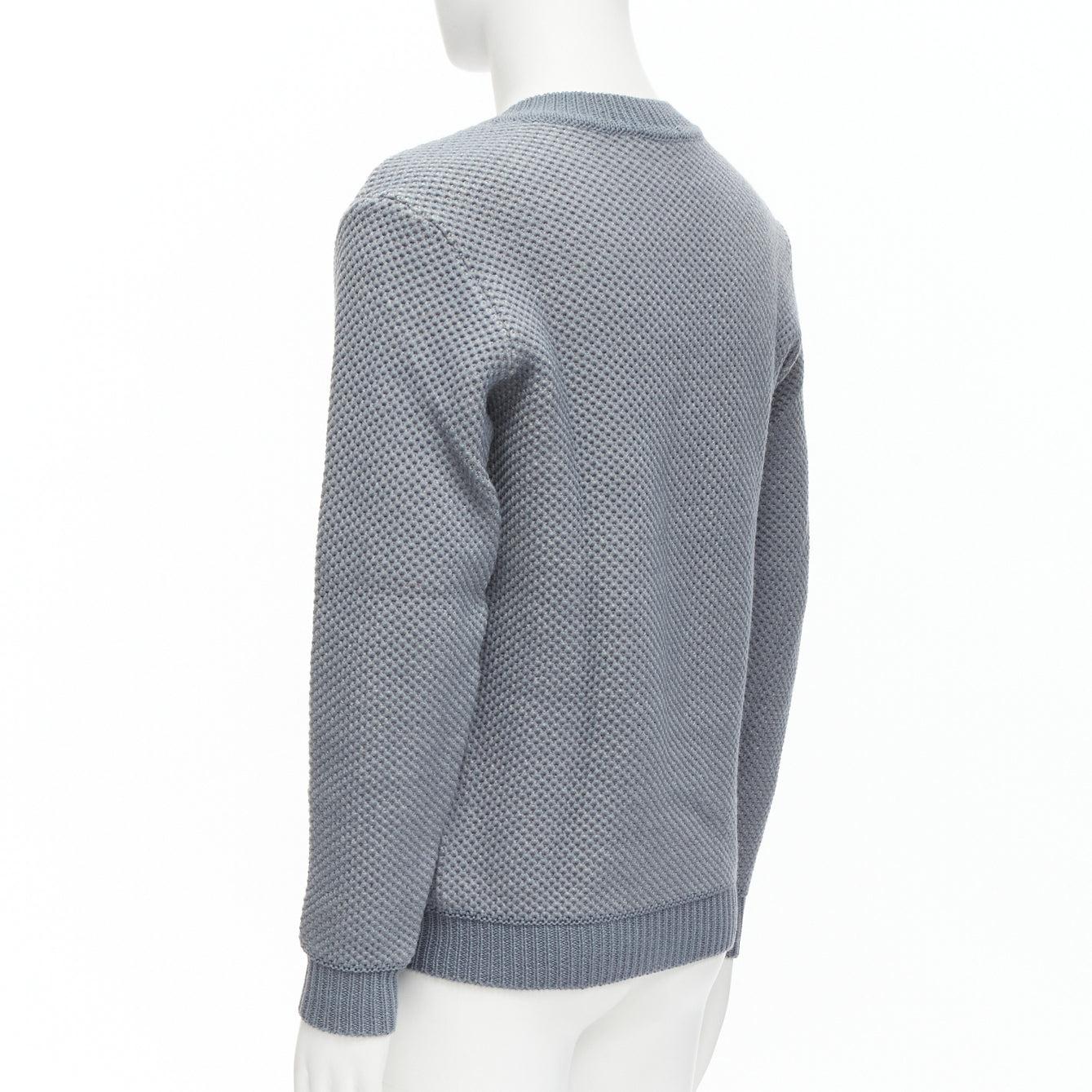 STEPHEN SCHNEIDER 100% textured waffle wool grey crew neck sweater Sz 4 L For Sale 1