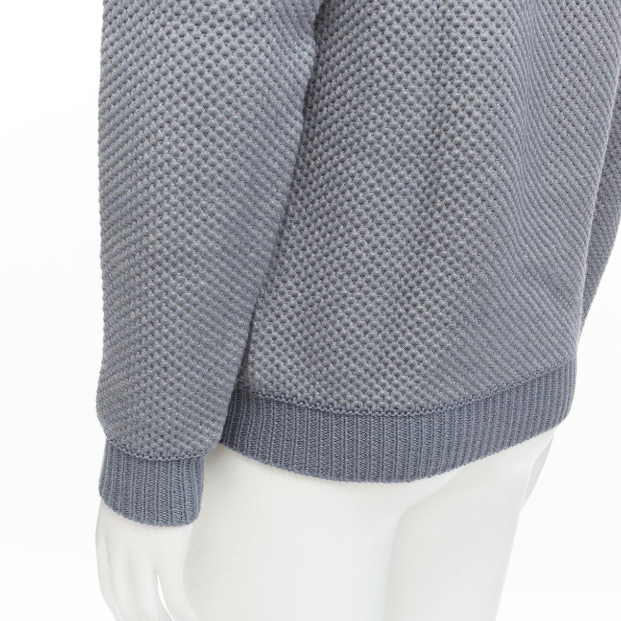 STEPHEN SCHNEIDER 100% textured waffle wool grey crew neck sweater Sz 4 L For Sale 2