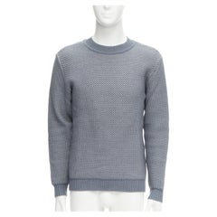 STEPHEN SCHNEIDER 100% textured waffle wool grey crew neck sweater Sz 4 L