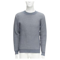 STEPHEN SCHNEIDER 100% textured waffle wool grey crew neck sweater Sz 4 L