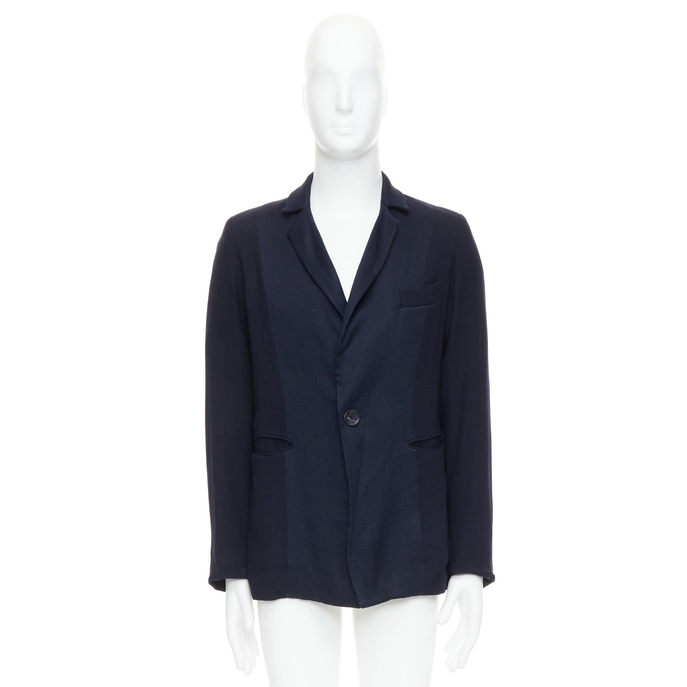 Stephens Schneider blazer navy in tessuto multi-tasche morbido e boxy Sz2 S in vendita 5