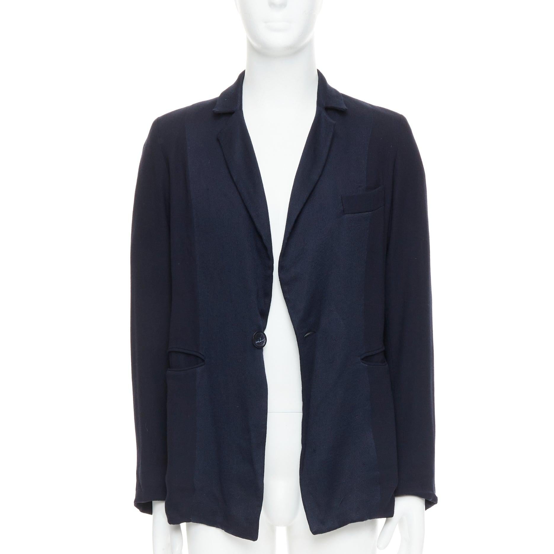 Nero Stephens Schneider blazer navy in tessuto multi-tasche morbido e boxy Sz2 S in vendita