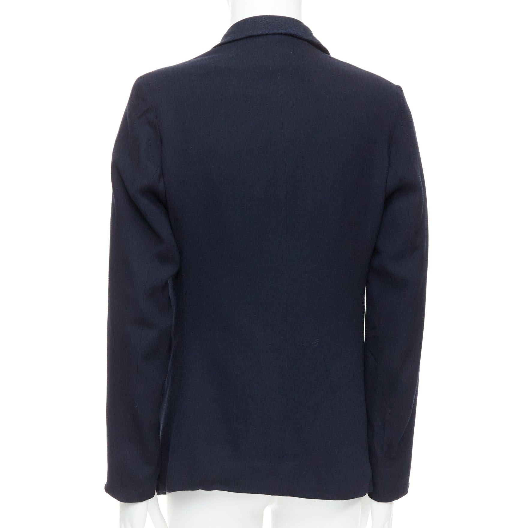 Stephens Schneider blazer navy in tessuto multi-tasche morbido e boxy Sz2 S in vendita 1