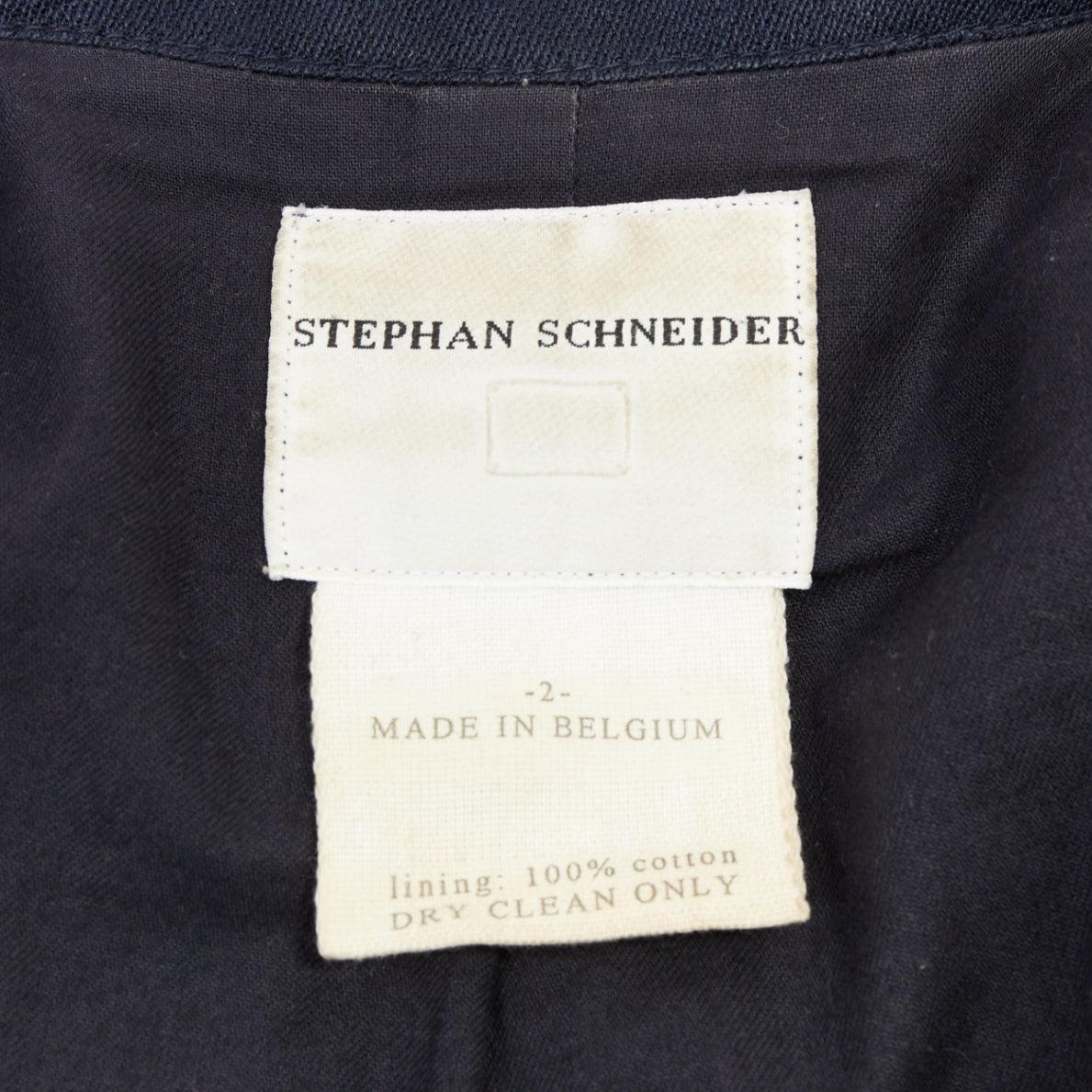 Stephens Schneider blazer navy in tessuto multi-tasche morbido e boxy Sz2 S in vendita 4