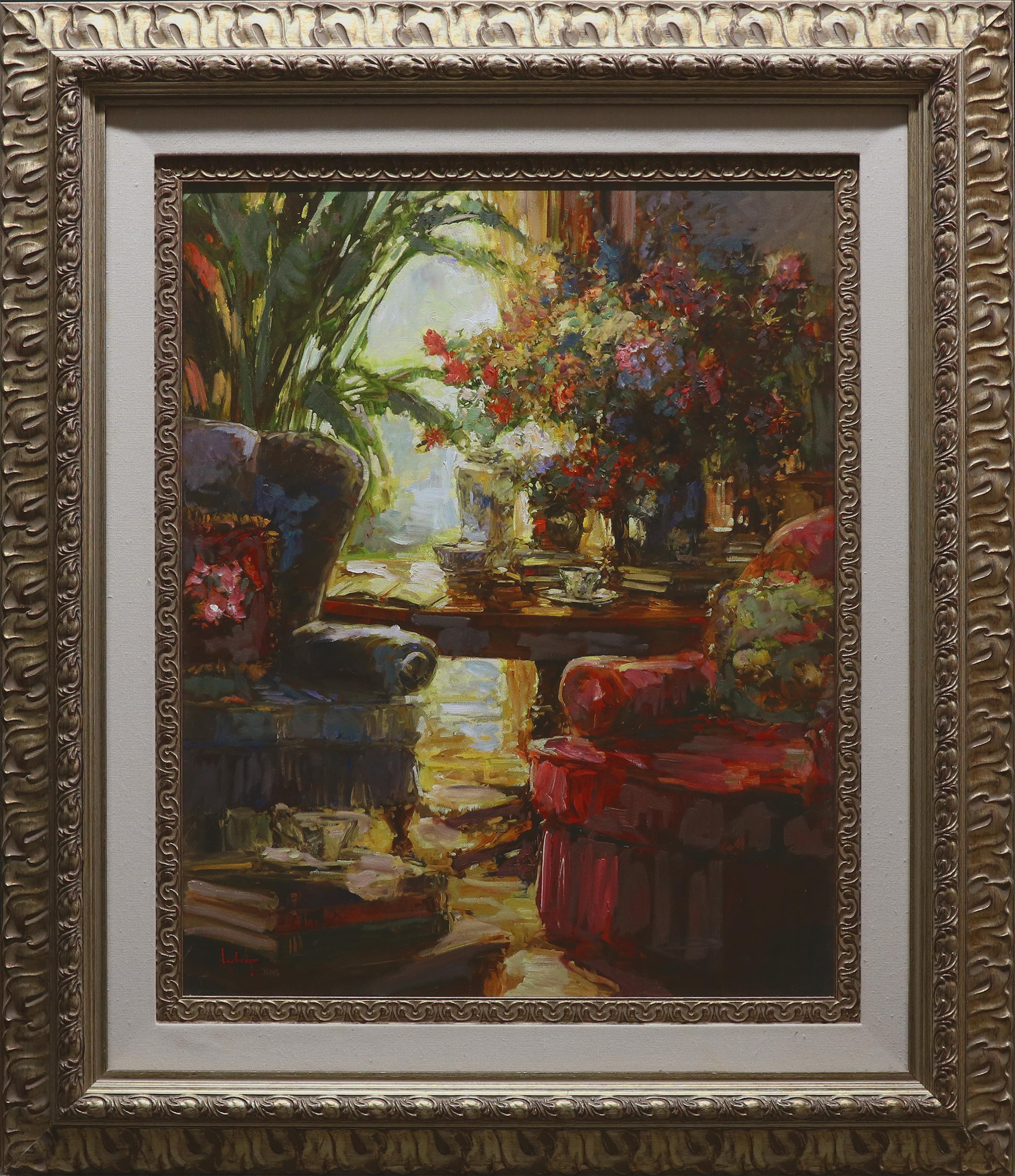 Stephen Shortridge Interior Painting - Afternoon Interlude-Hand Embellished Giclee Limited Edition with Frame