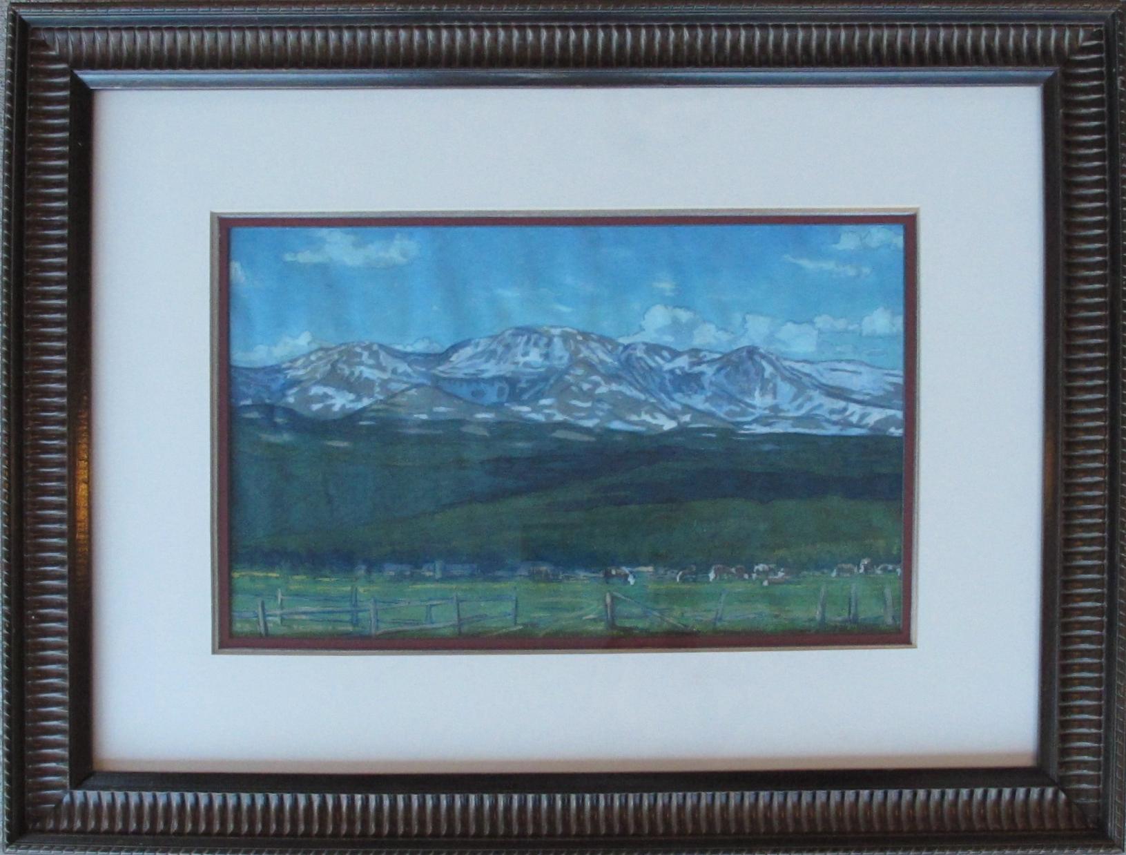 Le montagne del ranch del bestiame in estate - Painting di Stephen Smalzel