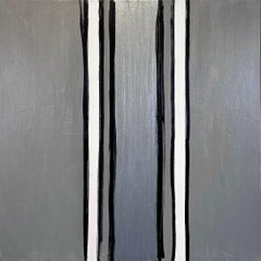 "Untitled, c. 1990" Large Abstract Color Field Grey White Stripes Louis Vuitton
