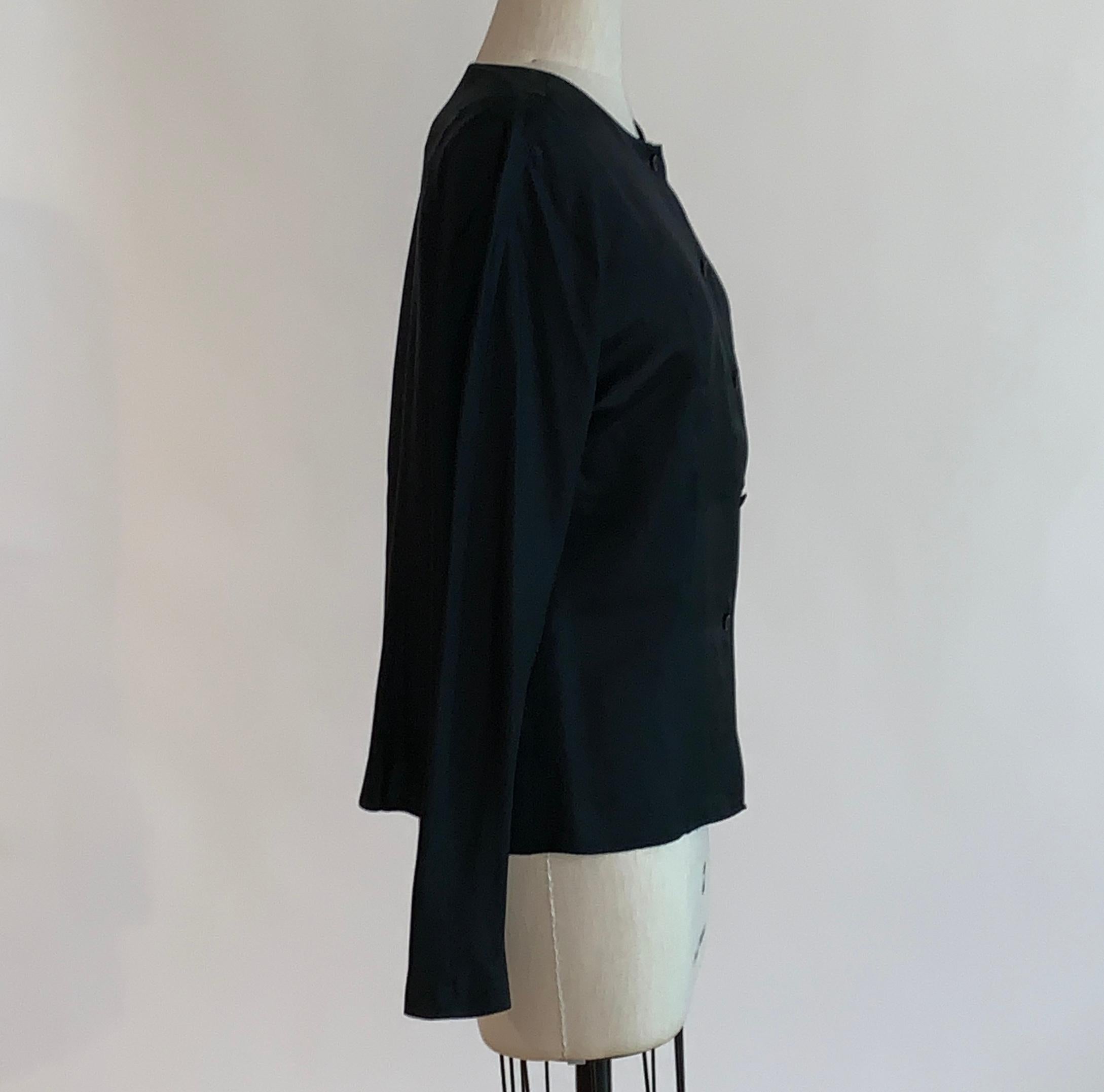 Stephen Sprouse 1980s Black Silk Button Up Blouse In Excellent Condition For Sale In San Francisco, CA