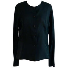 Vintage Stephen Sprouse 1980s Black Silk Button Up Blouse