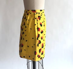 Stephen Sprouse 1980s S Line Yellow and Red Animal Print Mini Skirt