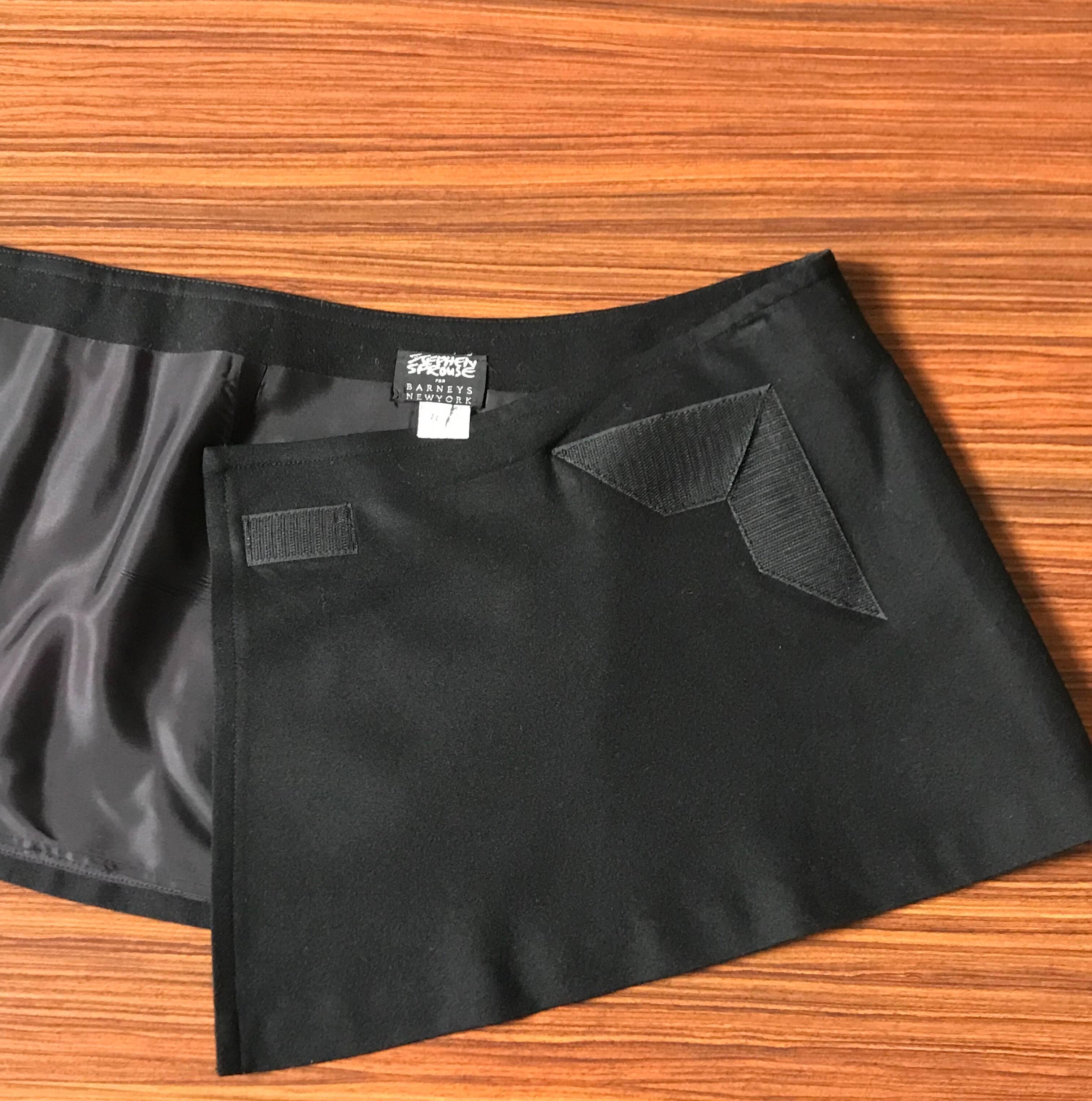 Women's Stephen Sprouse 1990s Black Velcro Micro Mini Wrap Skirt for Barneys New York