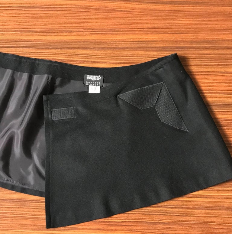 Stephen Sprouse 1990s Black Velcro Micro Mini Wrap Skirt for Barneys