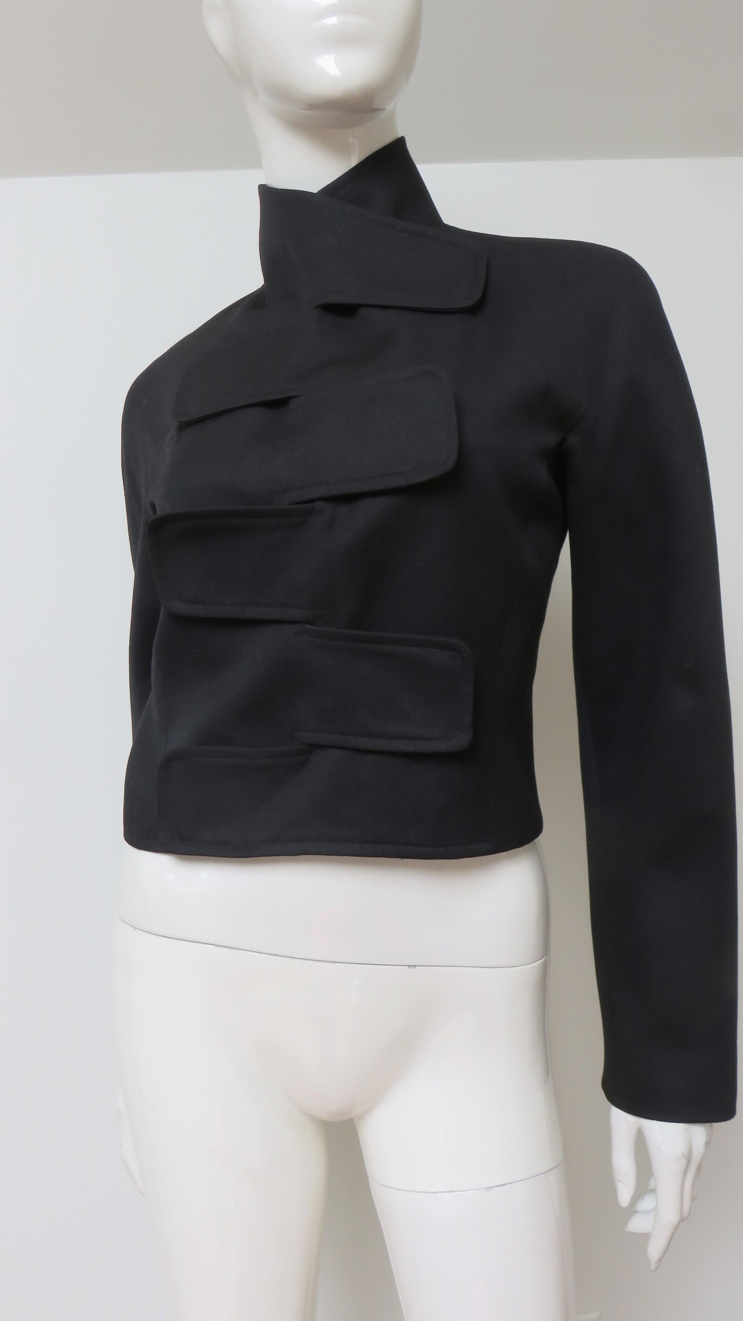 Stephen Sprouse Jacke mit abwechselnden Tabs 1990er Jahre (Schwarz) im Angebot