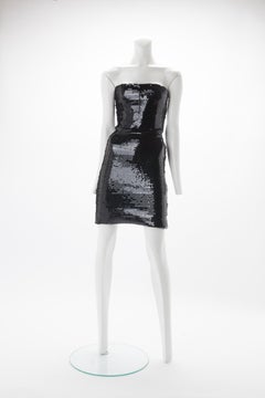 Stephen Sprouse Black Strapless Sequin Dress With Bolero Jacket, c.1980s.