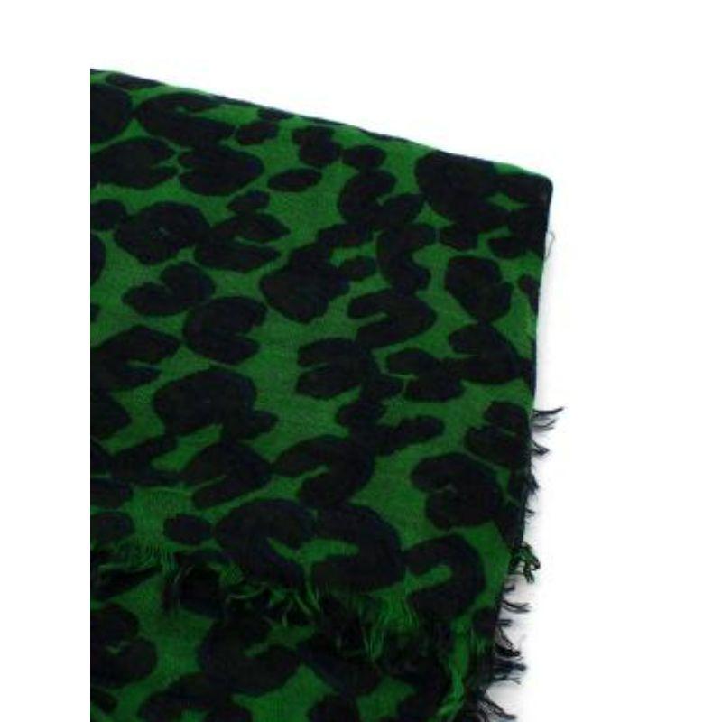 Stephen Sprouse Leopard Print Cashmere/ Silk Green and Black Scarf For Sale 6