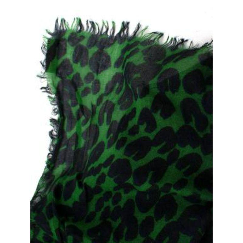 Stephen Sprouse Leopard Print Cashmere/ Silk Green and Black Scarf For Sale 4