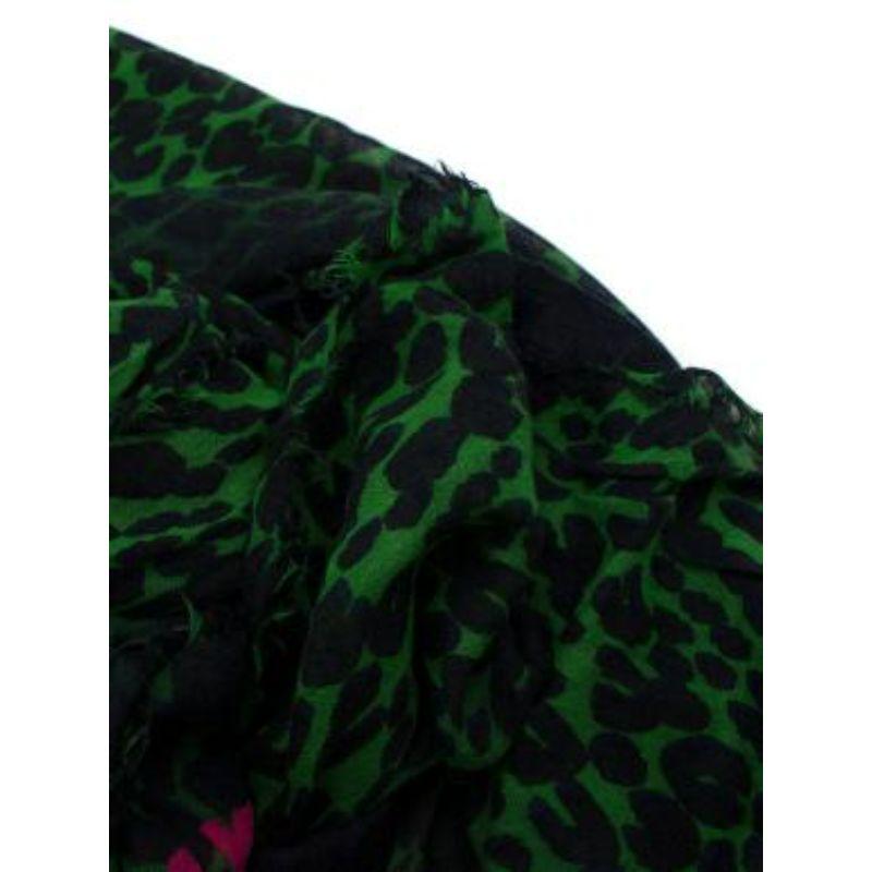 Stephen Sprouse Leopard Print Cashmere/ Silk Green and Black Scarf For Sale 5