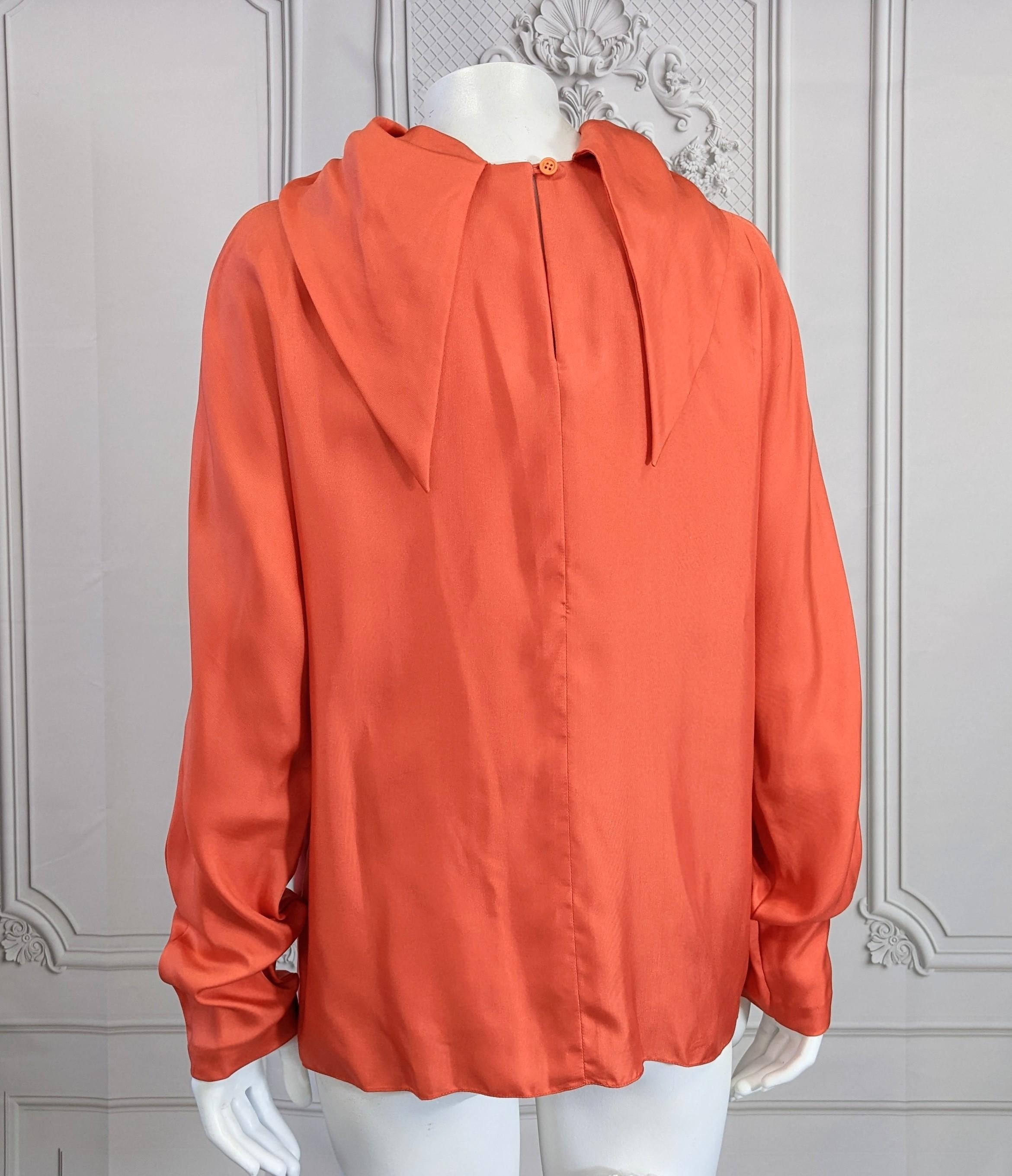 Stephen Sprouse Orange Silk Twill Kerchief Blouse For Sale 1