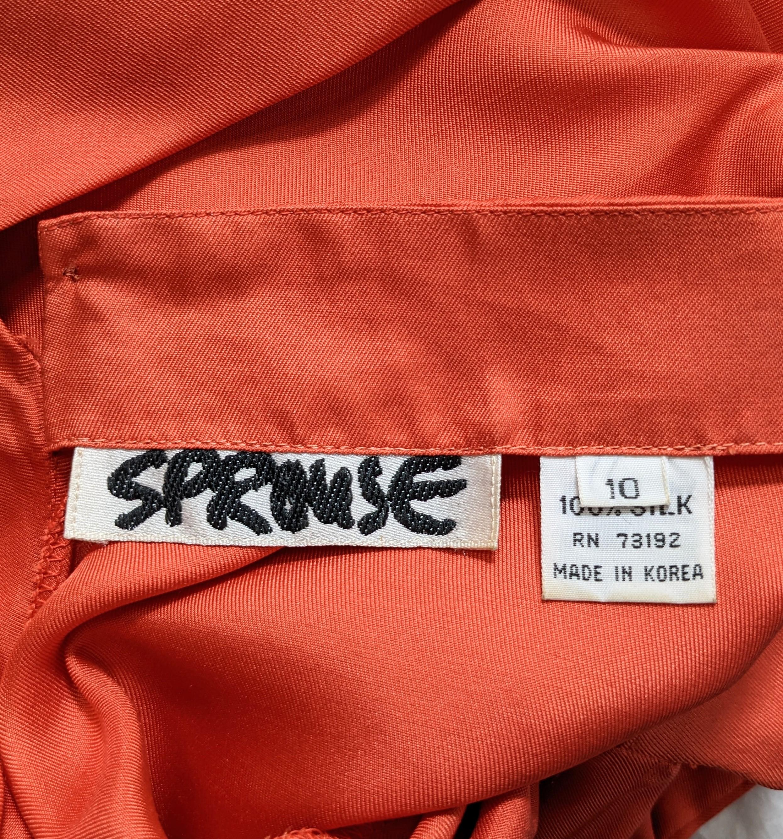 Stephen Sprouse Taschentuchbluse aus orangefarbenem Seidentwill im Angebot 2