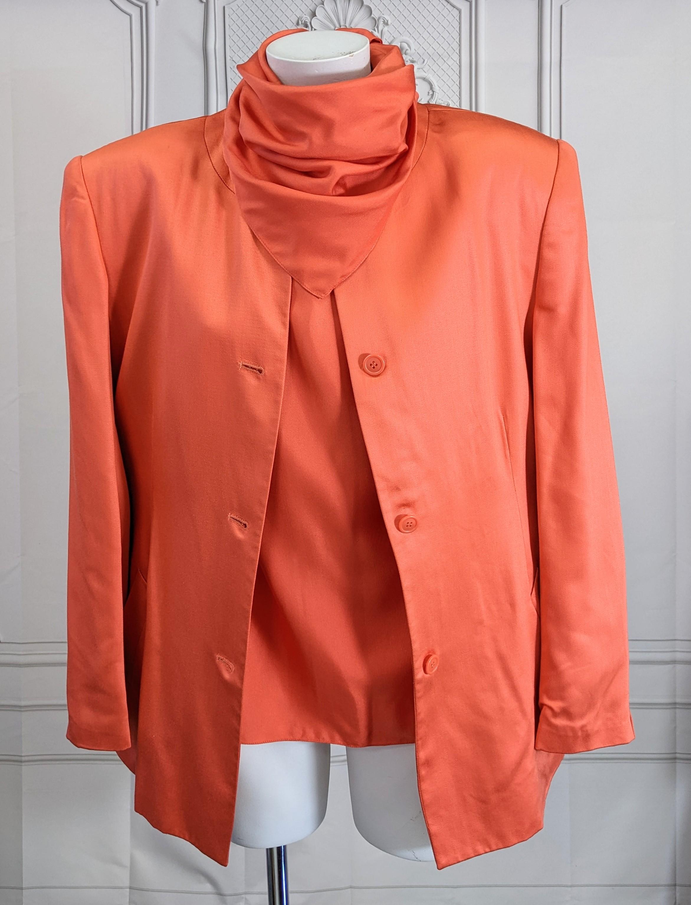 Stephen Sprouse Orange Silk Twill Kerchief Blouse For Sale 3