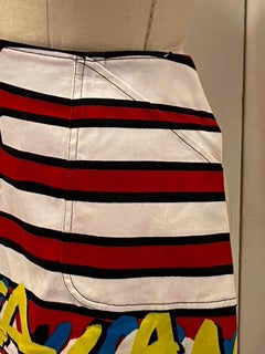 Stephen Sprouse Rare Bold Abstract "American Flag" Cotton-Blend Mini Skirt