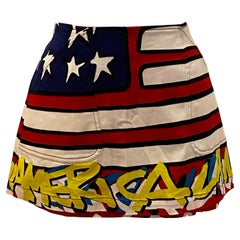 Vintage  Stephen Sprouse Rare Bold Abstract "American Flag" Cotton-Blend Mini Skirt