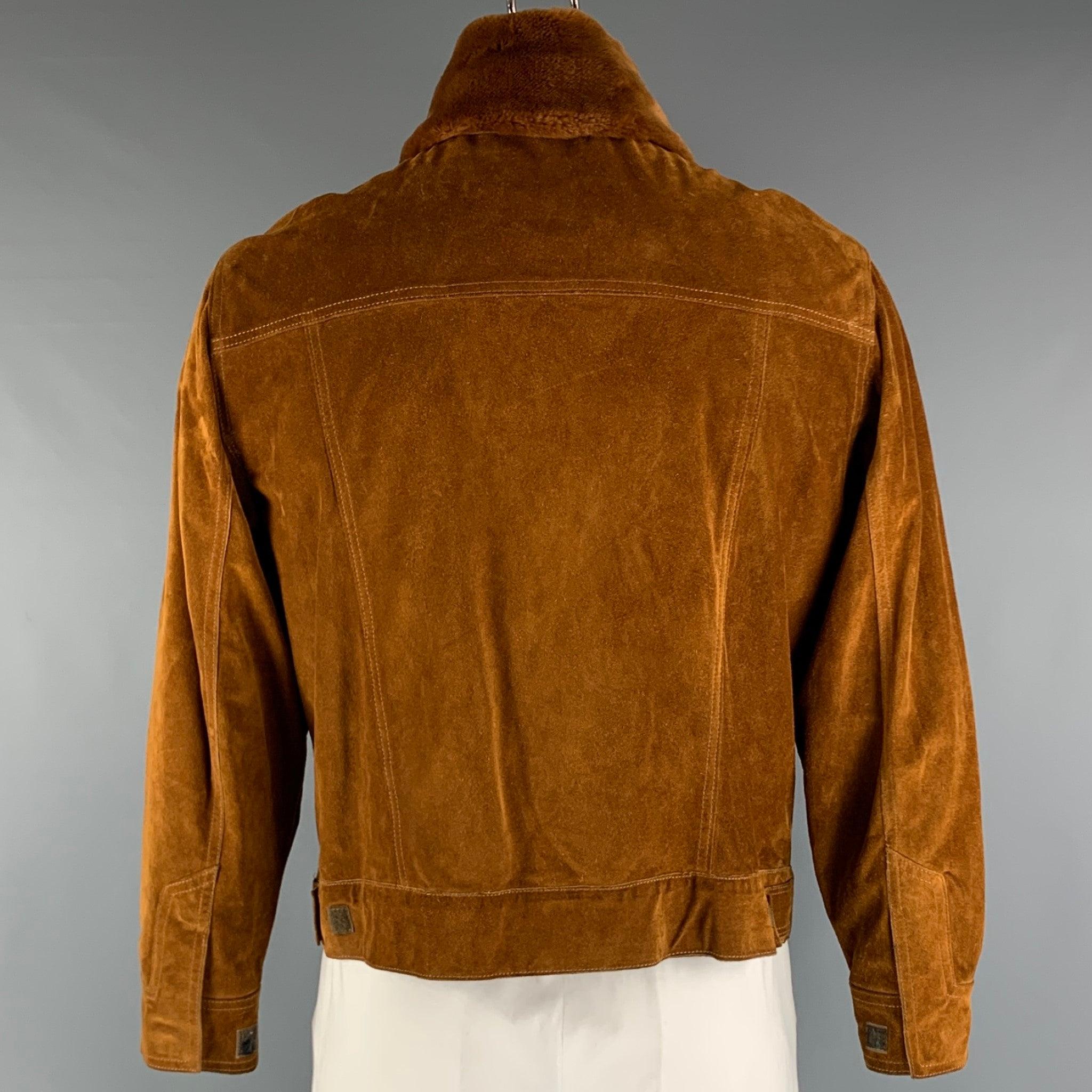 STEPHEN SPROUSE Size 42 Brown Cognac Suede Jacket In Good Condition For Sale In San Francisco, CA