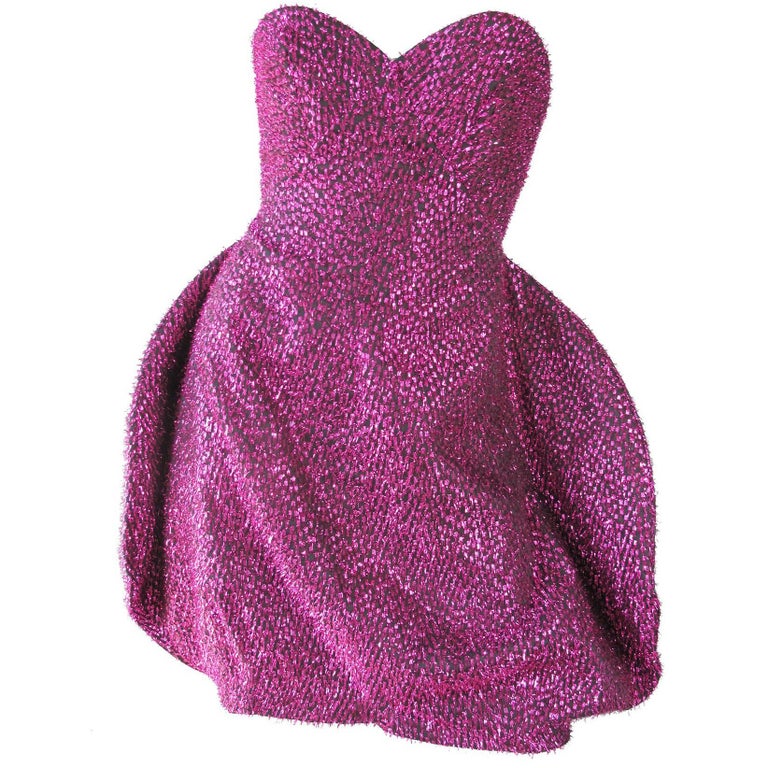 Stephen Sprouse strapless eyelash bubble dress, 1980s. Offered by Archive