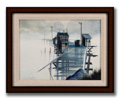 Stephen Stallings "An Everlasting Mystery" 1973 Signed Coastal Pier Painting