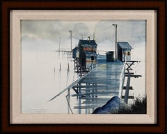 Stephen Stallings "An Everlasting Mystery" 1973 Signed Coastal Pier Painting