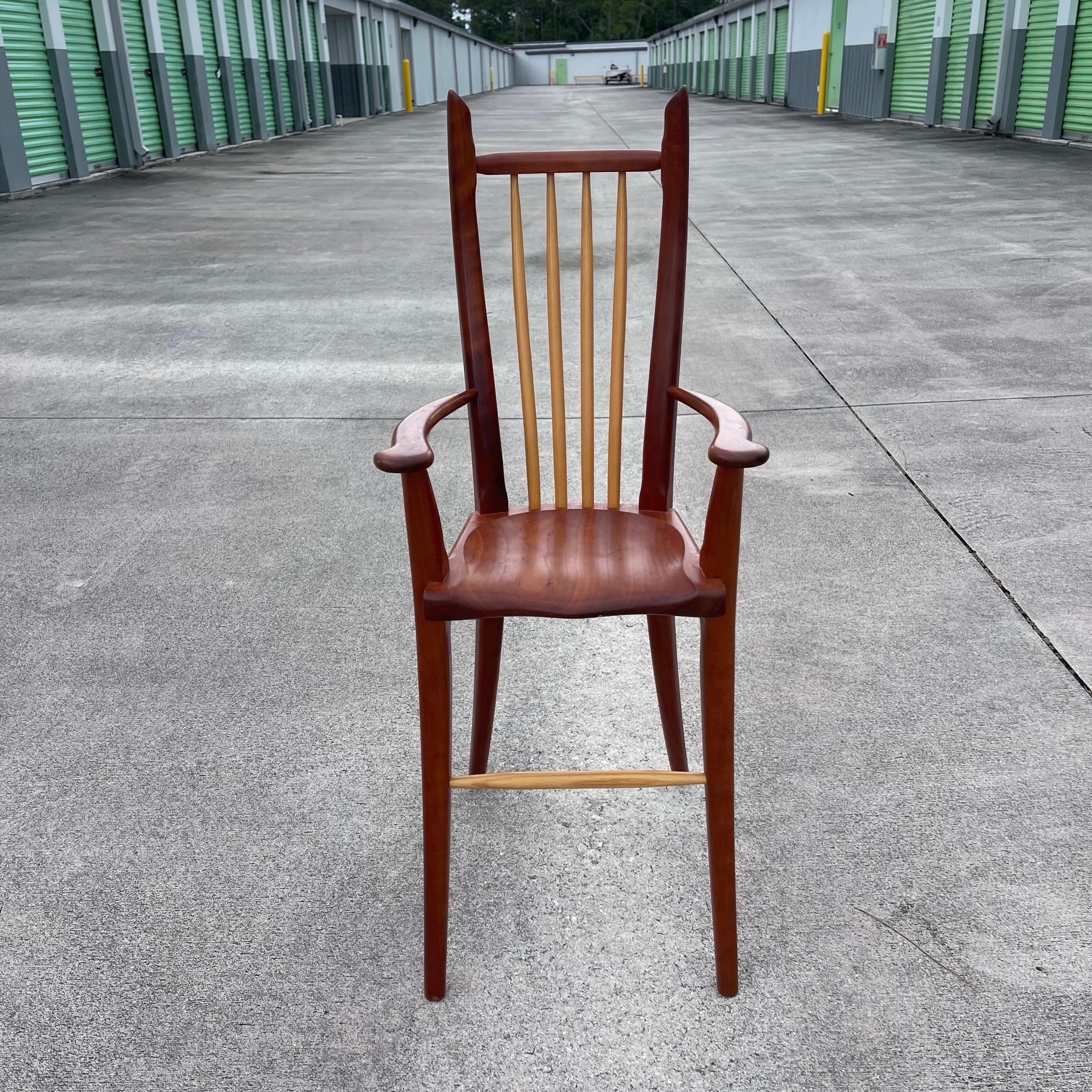 Stephen Swift American Studio Craft Cherry Ash Sculpted Child’s High Chair For Sale 10