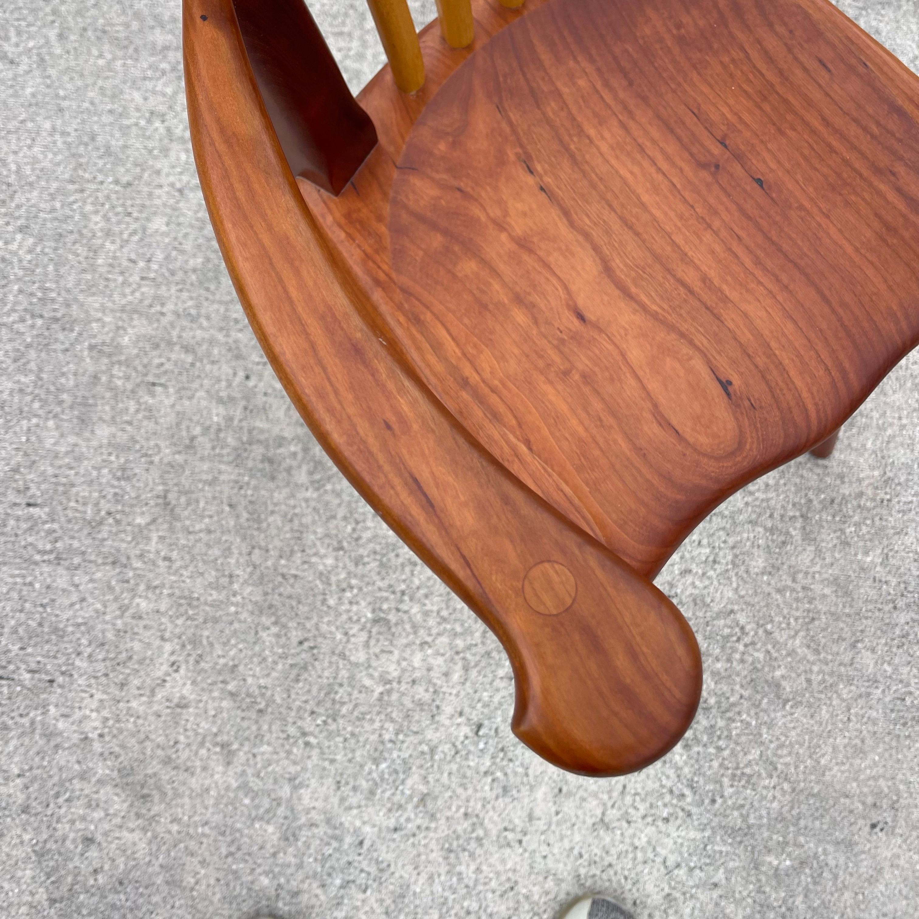 20th Century Stephen Swift American Studio Craft Cherry Ash Sculpted Child’s High Chair For Sale