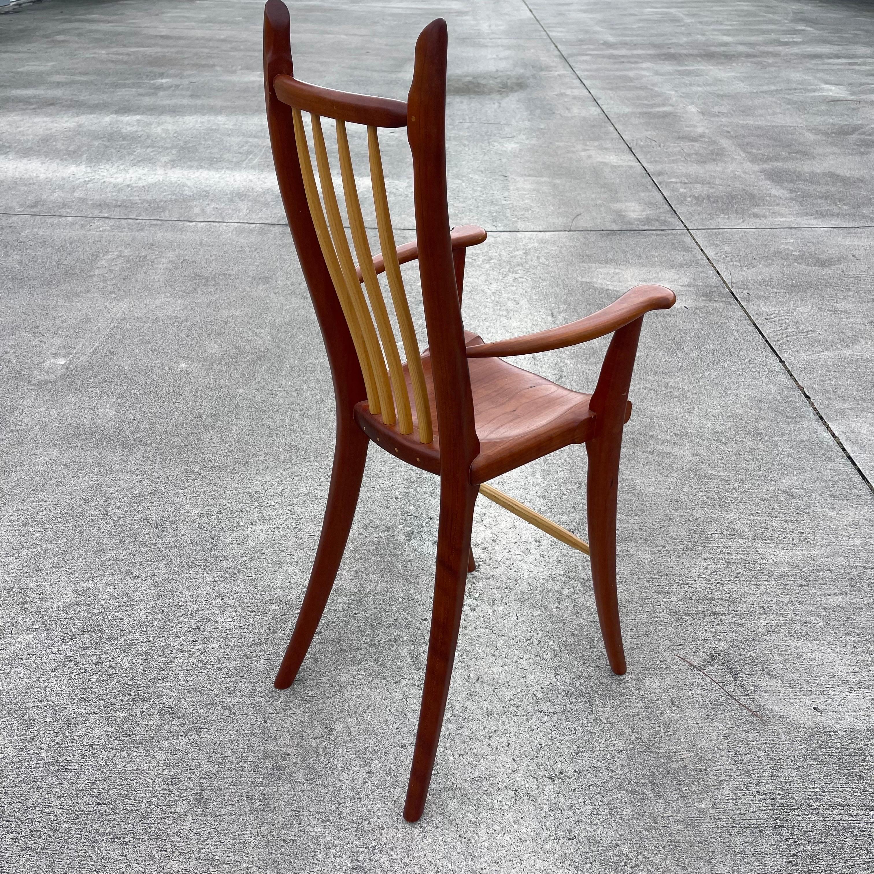Stephen Swift American Studio Craft Cherry Ash Sculpted Child’s High Chair For Sale 2