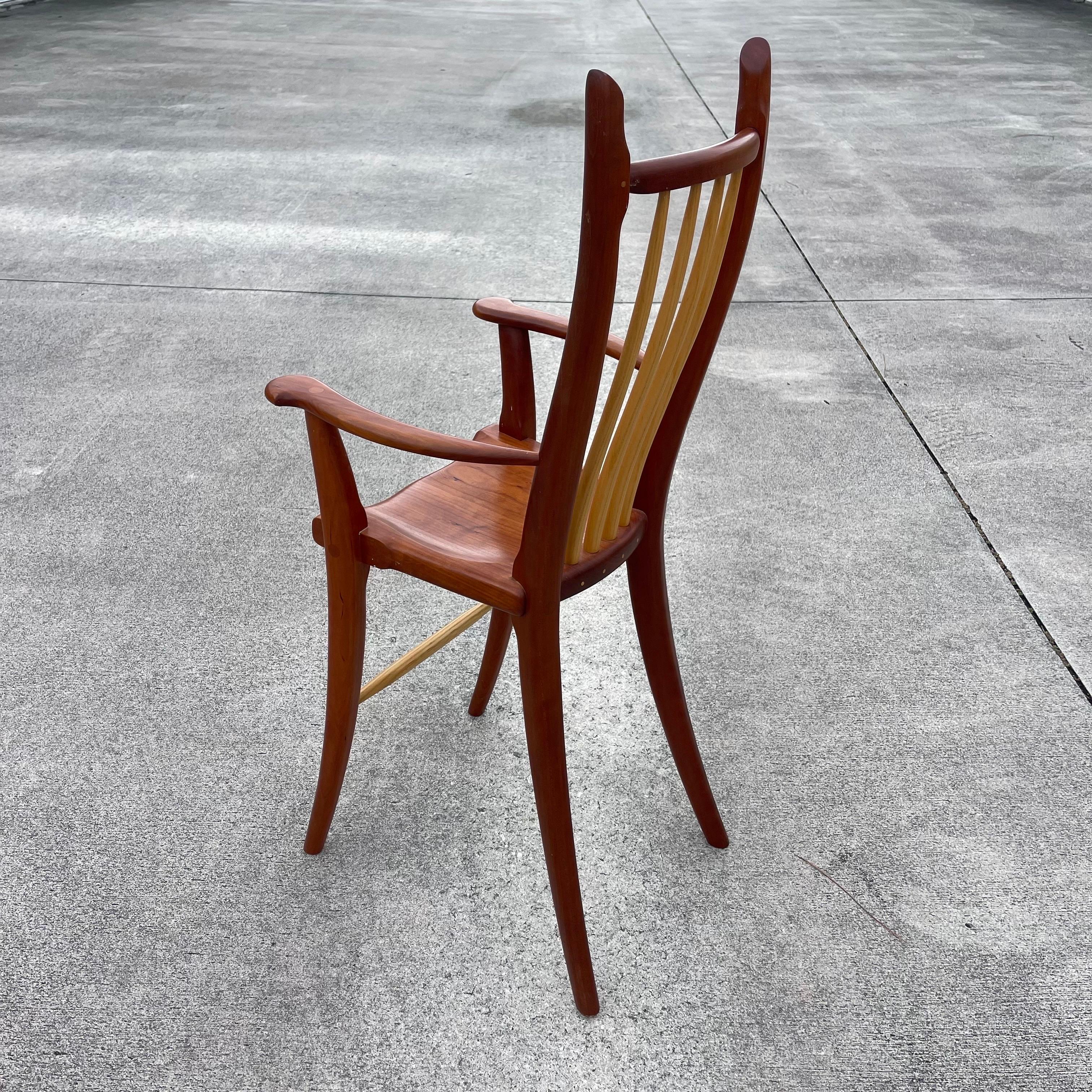 Stephen Swift American Studio Craft Cherry Ash Sculpted Child’s High Chair For Sale 5