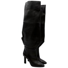 Stephen Venezia Black Leather Stiletto Knee Boots - Size EU 41