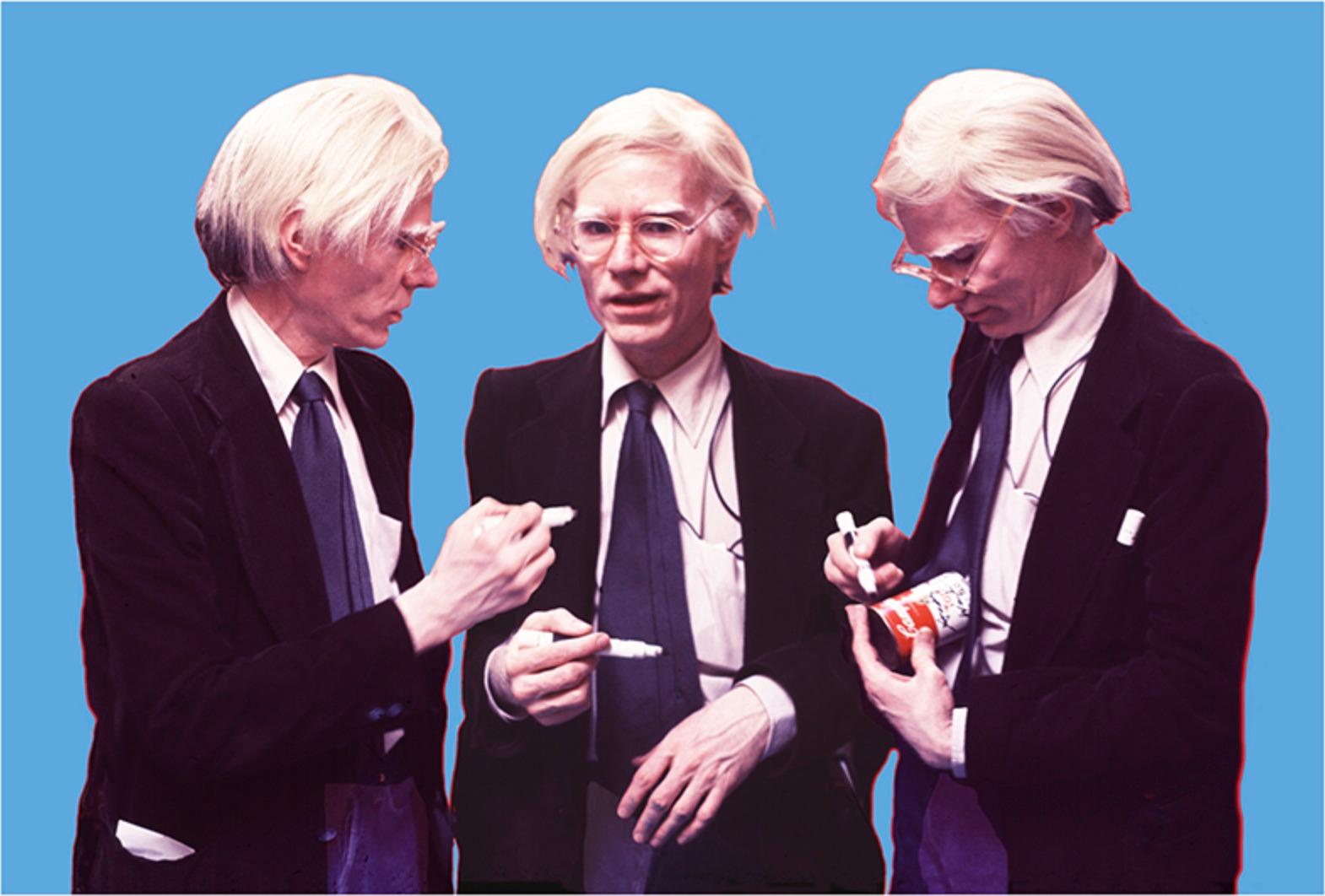 Stephen Verona Color Photograph - Andy Warhol, The Signing (Blue)