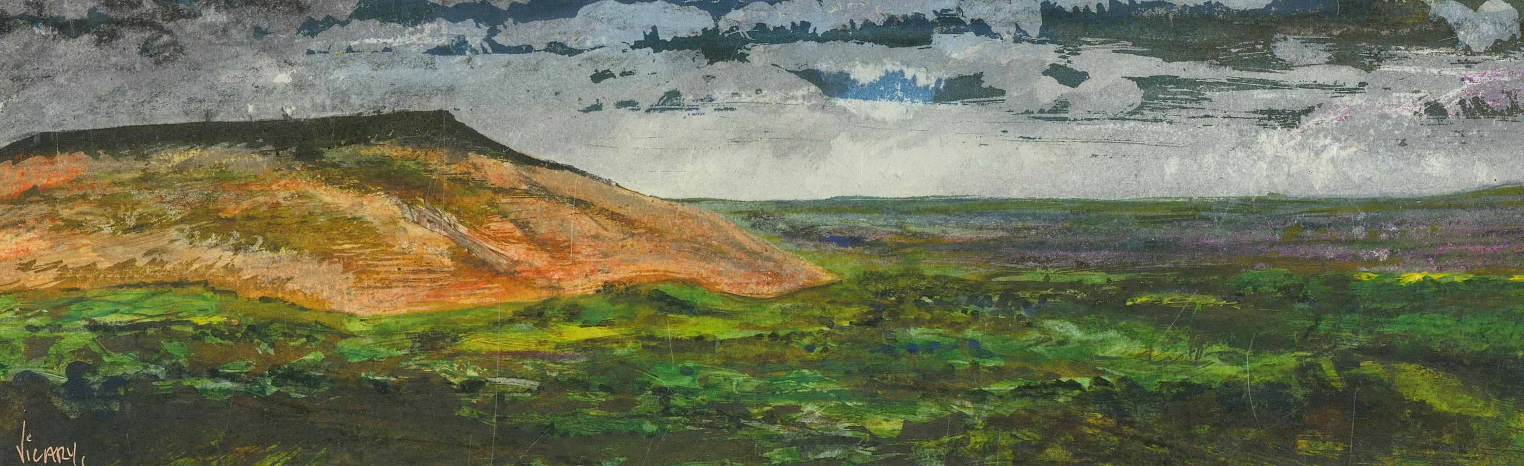 Stephen Vicary (nato nel 1957) - Tecnica mista contemporanea, Titterstone Clee Hill in vendita 1