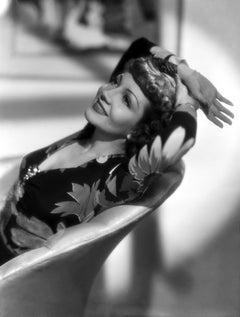 Vintage Claudette Colbert Smiling and Reclining Movie Star News Fine Art Print