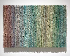 Borealis (Abstract Wood Wall Sculpture in a Gradient of Purple, Blue and Green)