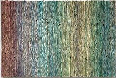 Borealis (Abstract Wood Wall Sculpture in a Gradient of Purple, Blue and Green)