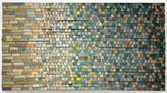 Evolving: Abstract Geometric Wall Sculpture in Blue, Teal & Earth Tones