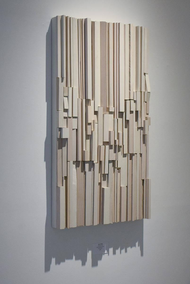 Neige (Abstract 3-D Wooden Wall Sculpture in shades of white and beige) 4