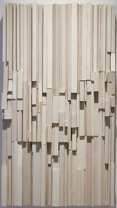 Neige (Abstract 3-D Wooden Wall Sculpture in shades of white and beige)