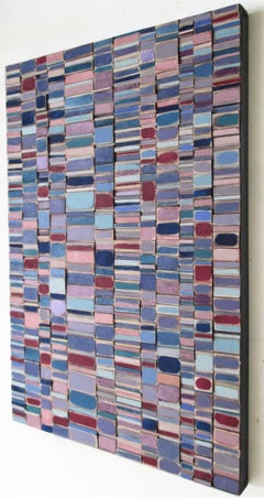 Patches (Abstract Purple & Blue Three Dimensional Wood Wall Sculpture)