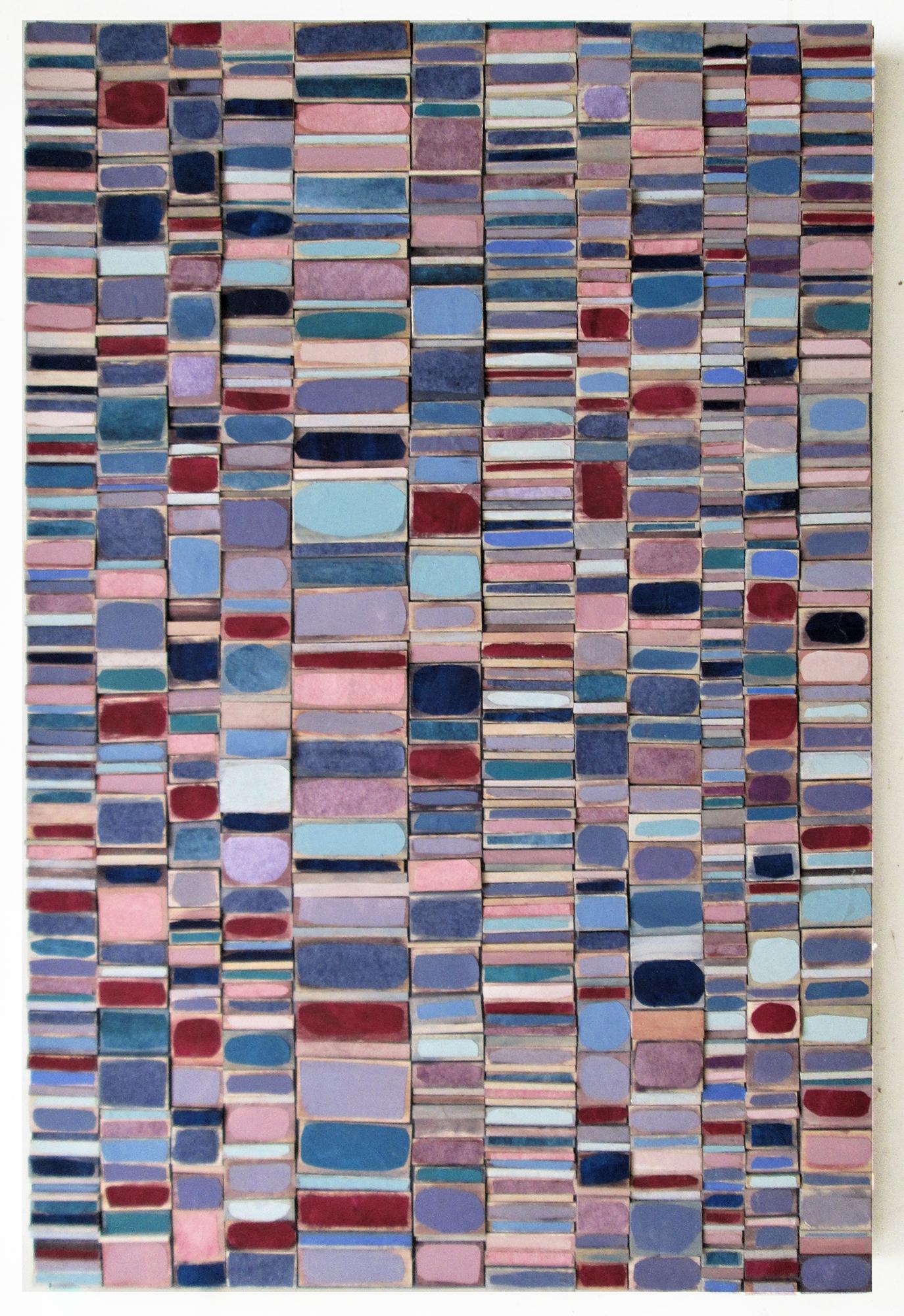 Toppe (scultura tridimensionale astratta in legno viola e blu)