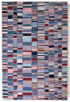 Patches (Dreidimensionale dreidimensionale Holz-Wandskulptur in Violett und Blau) 