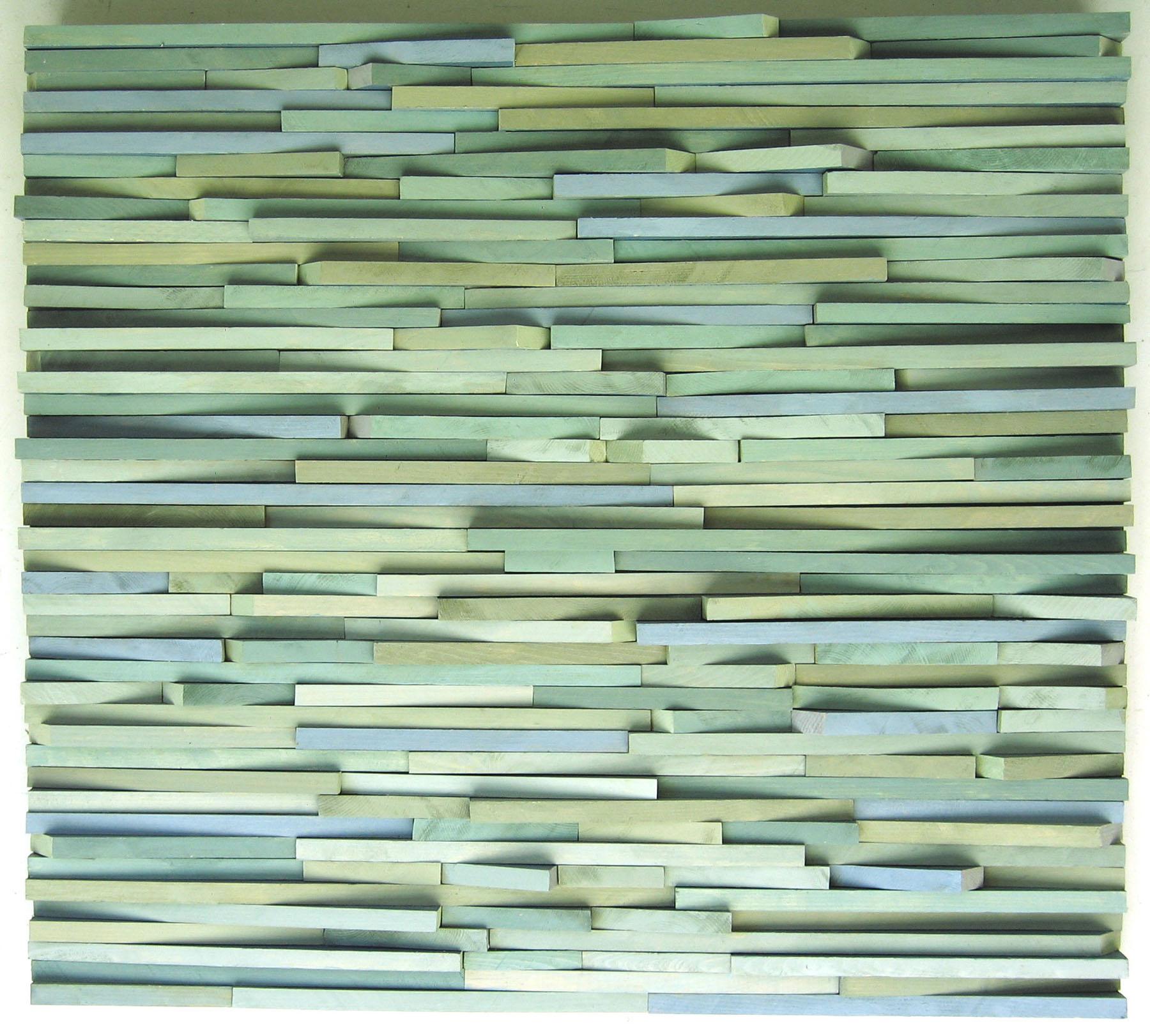 Sargasso ( Abstract New Brutalism 3D Wooden Wall Sculpture in Blues and Greens) 