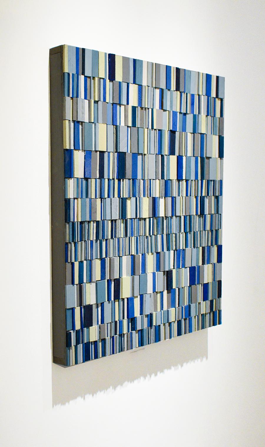 Syncopated Blues (Abstract Geometric Wall Sculpture in Blue, Black, White) - Brown Abstract Sculpture by Stephen Walling