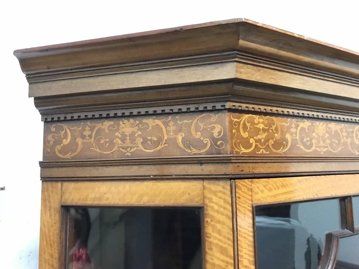English Stephen Webb for Collinson & Lock, a Renaissance Revival Inlaid Corner Cabinet For Sale