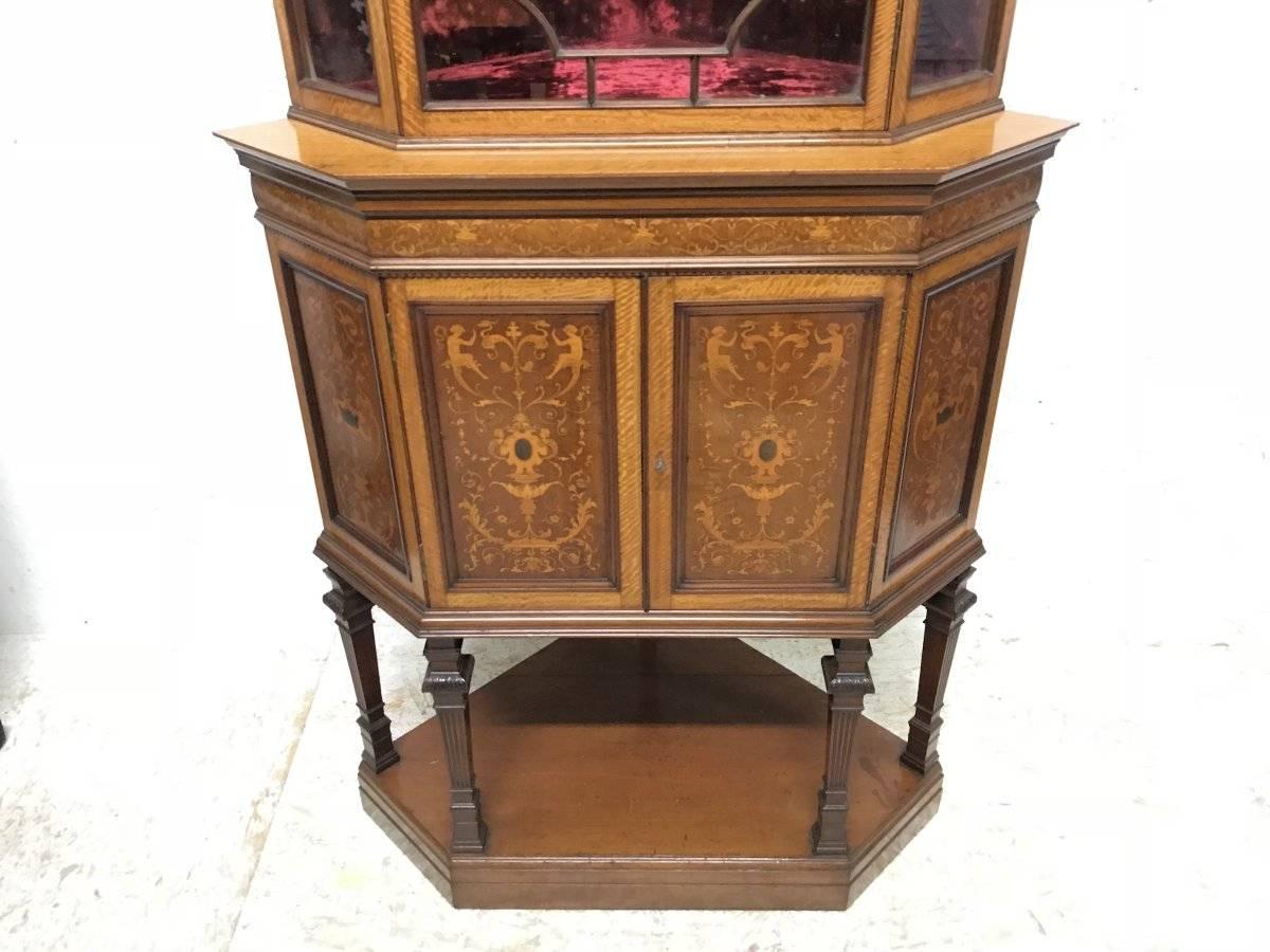 Stephen Webb for Collinson & Lock, a Renaissance Revival Inlaid Corner Cabinet In Good Condition For Sale In London, GB